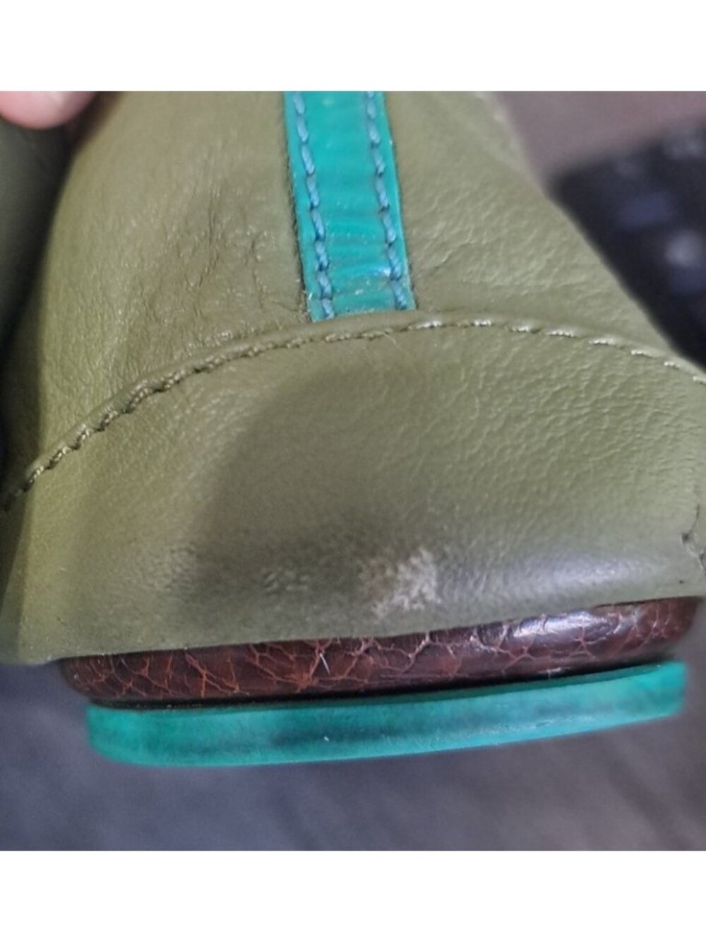 Tieks by Gavrieli Women’s 8 Olive Green Leather Foldable Ballet Flats Round Toe - Picture 11 of 14